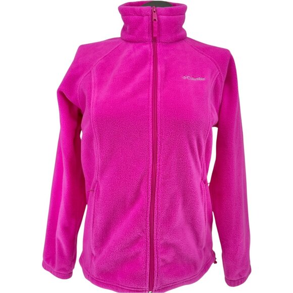 Columbia Fleece Jacket Womens L Pink Flamingo Full Zip Cozy Warm Polyester - Picture 1 of 12